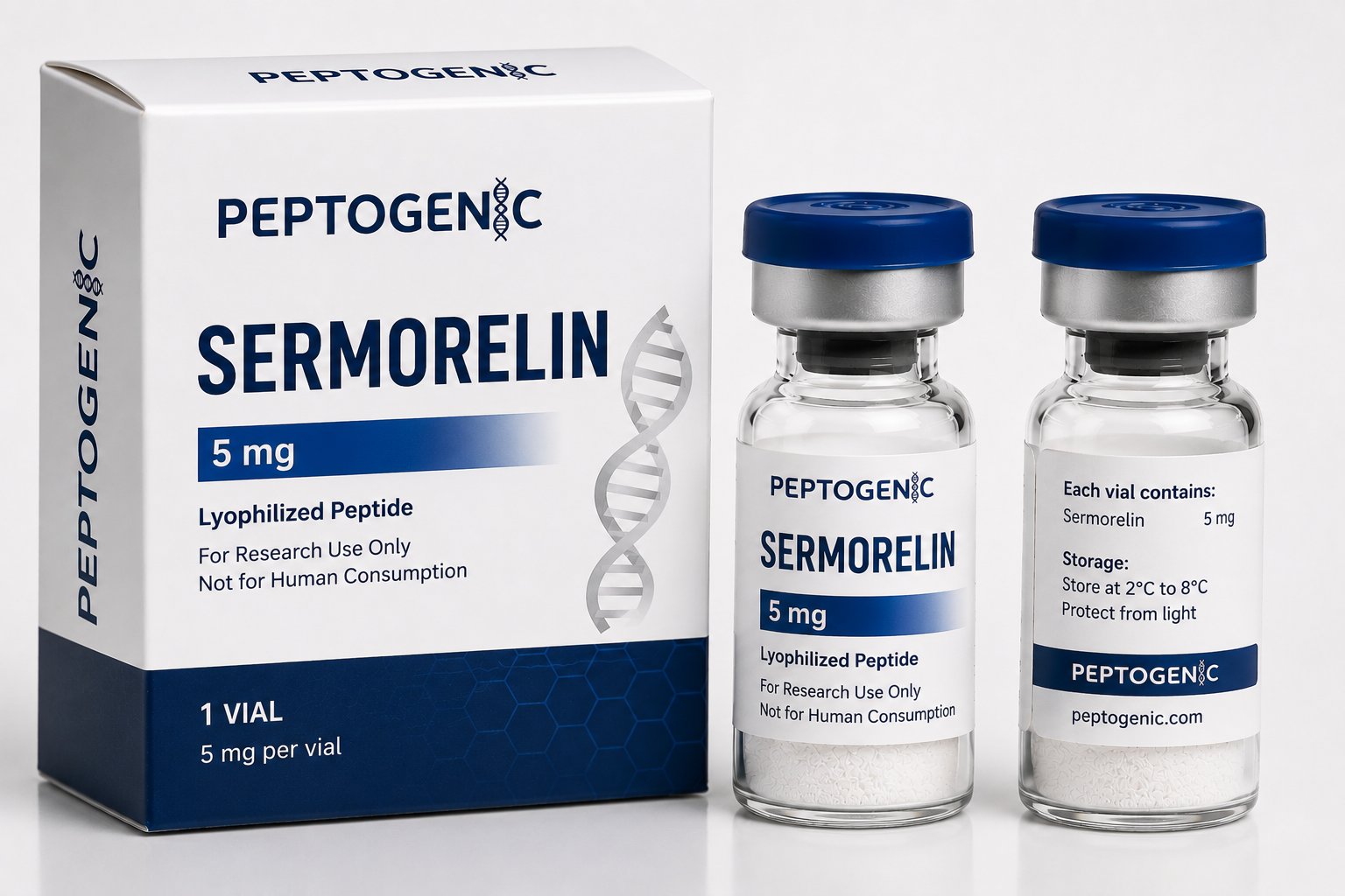 Sermorelin peptide vial illustration