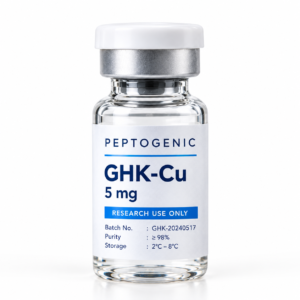 Peptogenic GHK-Cu Copper Peptide research product available in 5mg and 10mg vial sizes
