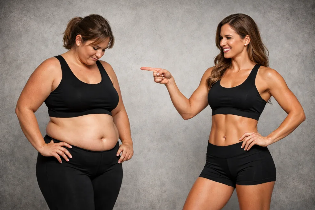 weight-loss-treatments-mocking-herself-of-Before-After-Version weight loss treatments